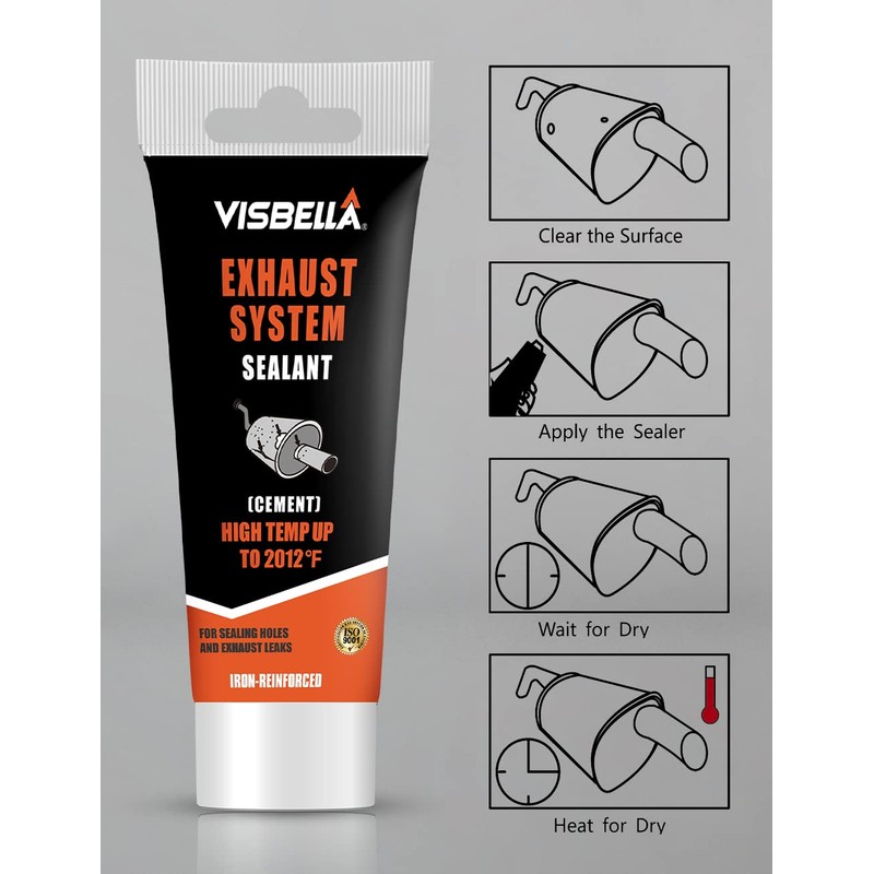 Visbella Auto Vehicle Exhaust System Sealant, Non-Slumping Professional Repair Crack