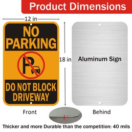 No Parking Sign, Do Not Block Driveway Sign. Yellow and Black, Reflective Aluminum Sign.