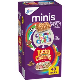 Lucky Charms and Cinnamon Toast Crunch Mini Cereal Treat Bars Variety Pack, 40 Ct, 20 oz