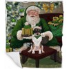 Rat Terrier Dog Blanket - Christmas Irish Santa with Gift