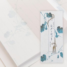 Haibara Bellows Letter Set (Jabara Binsen), Vertical Writing, 90 Sheets, Envelopes, 10 Sheets, Nihonbashi Hibara (Gourd)
