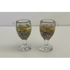 Resin Glitter Filled Wine Glass Charms Set Of 2
