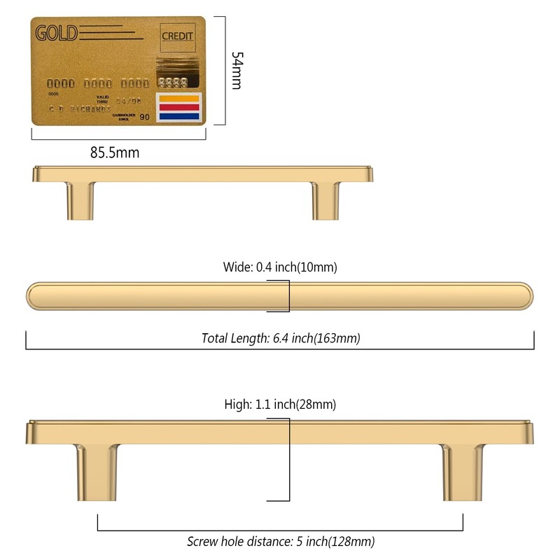 Amerdeco 10 Pack Champagne Bronze Cabinet Pulls 5 Inch(128mm) Hole