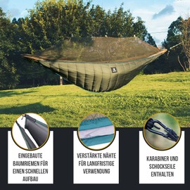 OneTigris Night Protector Hängematte Underquilt Isomatten Underblanket für Hängematten Unterdecke Wärmeschutz Ultraleicht für Outdoor Wandern Camping 280x120cm(Armee Grün)