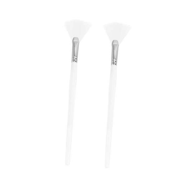 PACKOVE 2PCS Fan Shape Mask Brushes with Wooden Long Handles
