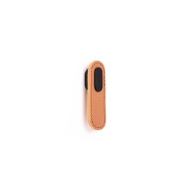 Gedotec Furniture knob, 1 piece, beige leather cabinet handle, black knob, Oblong, modern elegant design, dimensions: 22 x 70 mm, folding door handles, drawer handle, kitchen handle, door handles