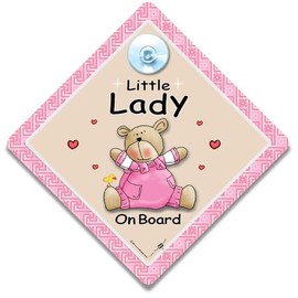Little Lady On Board Sign, Baby On Board Sign, Baby On Board Car Sign, Grandchild On Board Sign, Baby Car Sign, 14 cm x 14cm