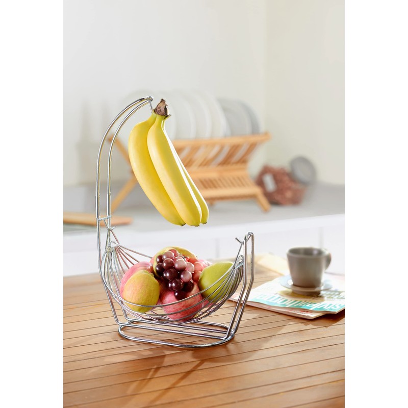 Jiallo Silver Fruit basket with Banana Hanger