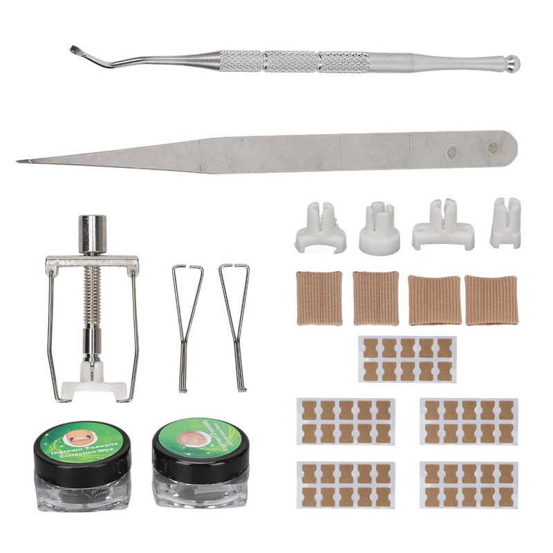 Ingrown Toenail Lifter Set Toenail Patch Sleeves Tweezers Stainless Steel