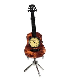 WM Widdop Musicology Miniature Novelty Collectors Clock - Guitar With Stand 9605