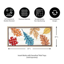 Evergreen Sassafras Patterned Leaves Interchangeable Entrance Doormat | Indoor and Outdoor | 22-inches x 10-inches | Non-Slip Backing | All-Season | Low Profile | Home Décor