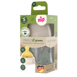 nip Cherry Natural Rubber Wide Mouth Baby Bottle with Cherry Teat Anti Colic Baby Bottle, Small, from Birth 150 ml, Beige