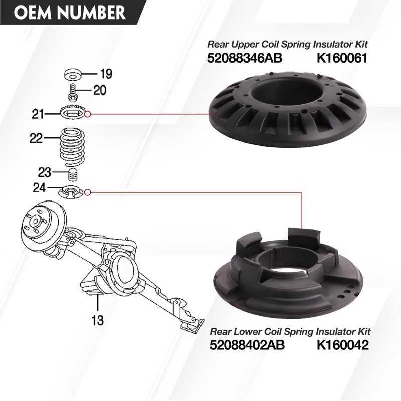 4 PCS Rear Upper and Lower Coil Spring Insulator Kit