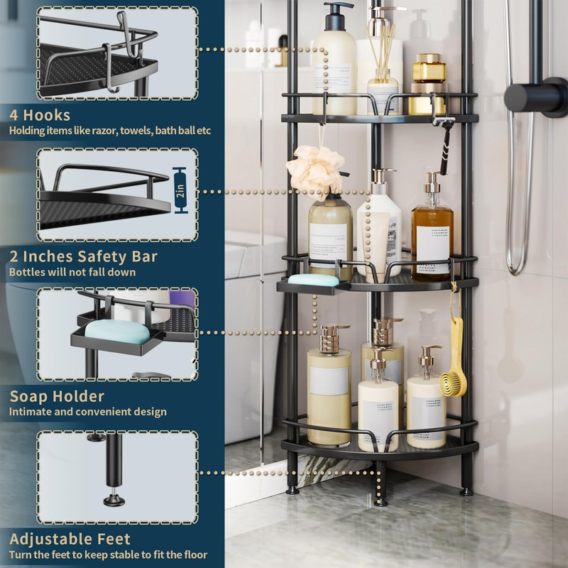 Consumest Corner Shower Caddy Stand - 4 Tier Shower Organizer