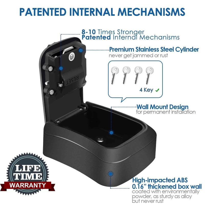 GIVERARE Lock Box, 4 Digits Combination Lockbox, Waterproof Outdoor Key