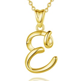 EUDORA 18K Gold Plated Sterling Silver E Initial Necklaces for Women, Gold Dainty Classic 26 Letter E Pendant Monogram Necklace Jewelry Birthday Mothers Day Gifts for Women Mom,18inch Chain