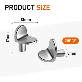 20pcs 5mm L-Shaped Solid Alloy Shelf Pins, Shelf Support Pegs, Cupboard Shelf Pegs, Cupboard Shelf Supports, Kitchen Shelf Pegs, Shelf Pins & Shelf Brackets & Supports. For Cabinets, Bookshelves Etc.