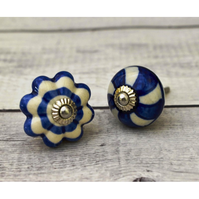 ARTISNO Blue & White Ceramic Knobs Kitchen Cabinet Drawer Knobs