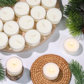 16Pcs Cedar Scented Tealight Candles, White Soy Wax Tea Lights with Essential Oils, 4h Long Burning Tea Light Candles for Spa, Romantic Decor, Meditation, Dinner, and Home Decor