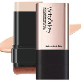 MIRUOKOU (2025 Newest Dual Head Design) Foundation Stick with Brush, Women's, Men's, Stick Type Foundation, M-Shaped Brush Head, Multiple Uses in One Point, High Fit, Waterproof, Sweat Proof, Easy