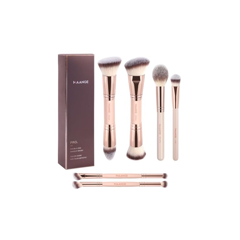 MAANGE 6Pcs Brochas Maquillaje de Doble Punta Set de Brochas