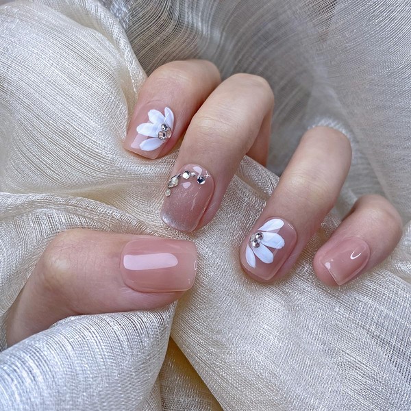 30 Pcs Soft Gel handmade Press on nails, Spring Flower