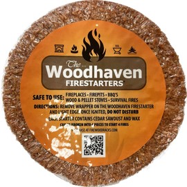 Woodhaven Easy Light Firestarters - Made with Natural Cedar Wood - Made in The USA - Great for Starting Fires, BBQs, Camping and Survival Packs (50 Pack)