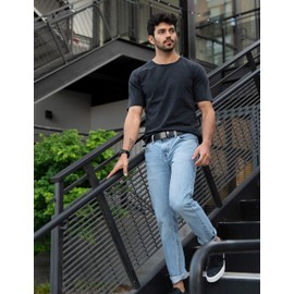 SlideBelts Ratchet Belt with Square Buckle - Custom Fit (Mocha Brown Leather with Square Gunmetal Buckle (Vegan), One Size)