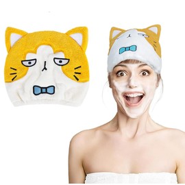 Hair Towel Wrap Turban Quick Dry Turban Hair Towel Super Absorbent Dry Hair Cap Cute Cartoon Head Towel Wrap Cap Dry Hair Towel Hat Coral Velvet Wet Hair Drying Towel Soft Elastic Hat for Women Girls