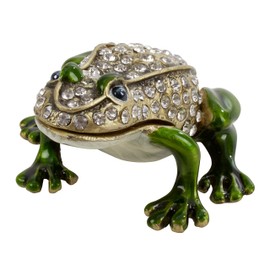 SARO LIFESTYLE Pewter Frog Box With Jeweled Design, Multi