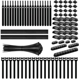 Cable Management Kit, Cable Zip Ties, Black Standard Self-Locking Nylon Cable Zip Ties, All-Inclusive Cable Management Kit – Comprehensive Cord Management Solution with Cable Organizer, Cable Clips