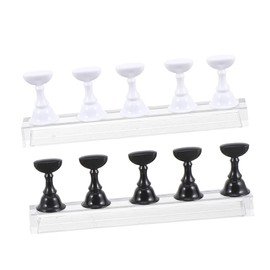 WOONEKY 2sets Nail Art Tool Set Manicure Practice Rack Magnetic Base Nail Stand for Salon Home Diy