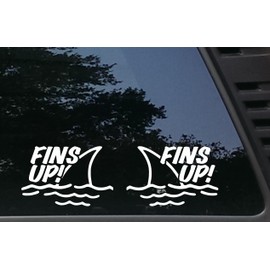 Fins - Set of 2-5 3/4" x 3 3/4" Each die Cut Vinyl Decal/Bumper Sticker for Windows, Cars, JDM, Trucks, Bumpers, Tool Boxes, Boats, laptops - virtually Any Hard, Smooth Surface. Made in The USA
