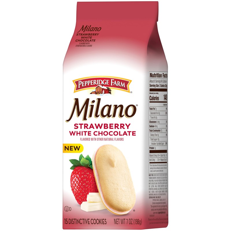 Pepperidge Farm Milano White Chocolate Strawberry Cookies 7 Oz Bag