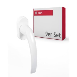 JUVA Window Handle White | Pack of 9 | Patio Door Handle Aluminium on Oval Rosette | Tilt Grid Olive without Lock Cylinder | Balcony Door Handle for Windows and Patio Door | Door Handle Balcony Door