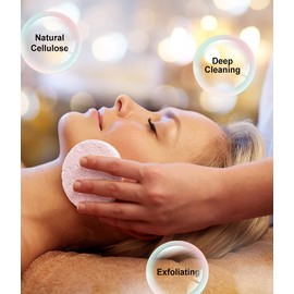50-Count Compressed Professional Cosmetic Facial Spa Sponges for Estheticians- 100% Natural Cellulose, for Face Cleansing, Massage, Pore Exfoliating, Mask, Makeup Removal (White)