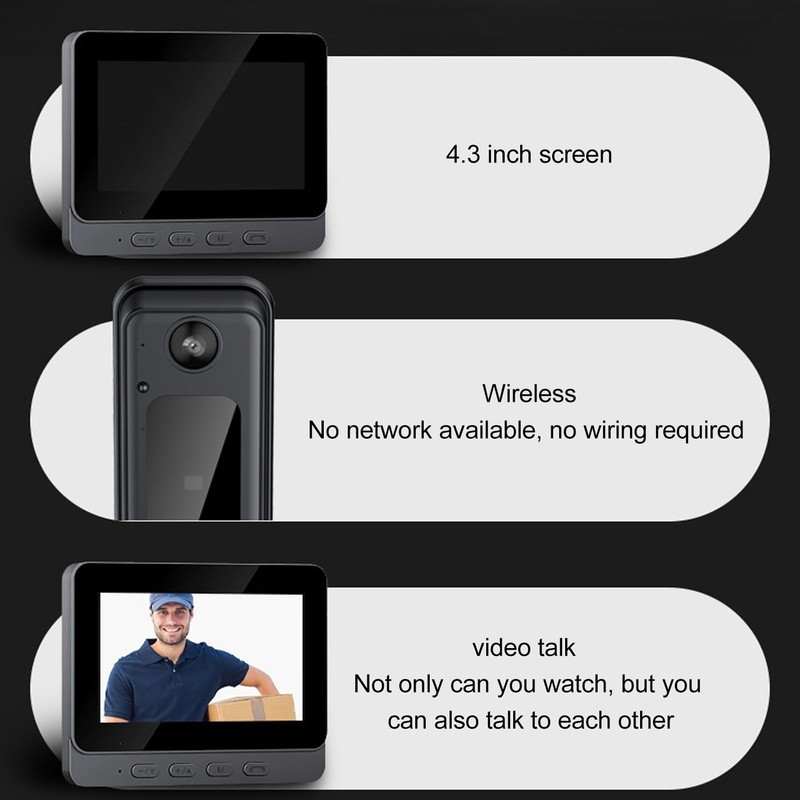 Dpofirs Timbre con Vídeo Inalámbrico, Vídeo HD 1080P, Visión Nocturna