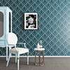 ReWallpaper 17.5in×23ft Teal Geometric Peel and Stick Wallpaper Dark Emerald