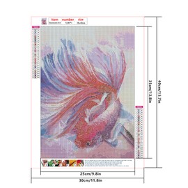 SHEGZHUC Diamond Painting Fish 30 x 40 cm Siamese Betta Betta Pink Diamond Painting Fish Animals Mosaic Diamond Painting Art Embroidery Cross Stitch Pictures Gift Wall Decoration