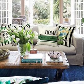 Cirzone Spring Pillow Covers 18x18 Set of 4 Spring Decor Farmhouse Home Sweet Home Outdoor Pillow Covers Spring Throw Decorative Pillow Covers Spring Decorations for Home