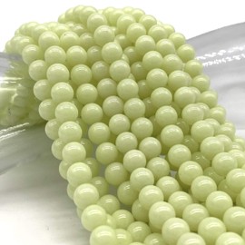 ABC GEMS USA ABCGEMS Glow-in-Dark Mexican Olive-Green Aragonite Beads (AKA Cave Calcite- Extremely Rare) Healing Crystal Chakra Energy Stone Ideal for Bracelet Necklace Ring DIY Jewelry Making Smooth Round 12mm