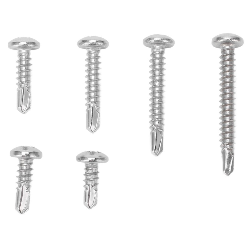200PCS Round Head Cross Screws 304 Stainless Steel Self Drilling