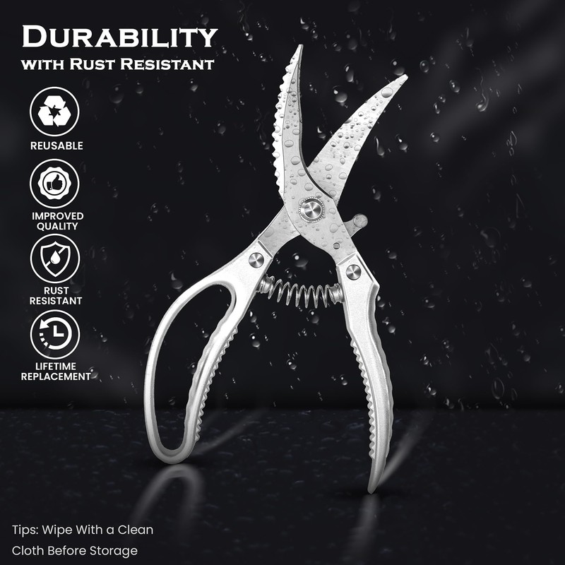 Poultry Scissors- Professional Heavy Duty Kitchen Shears for Spatchcocking Chicken