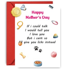 Wonkali Dog Mom Day Card, Dog Lovers Happy Mother's Day Greeting Card with Envelopes, Thank You, Birthday Card for Dog Mothers