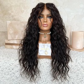 Eversilky 150% Density 5x5HD Lace Closure Wig Glueless Black Human Hair Natural Wave Raw Indian Hair Wig for Black Women (14 Inches, 5x5 HD Closure Wig)