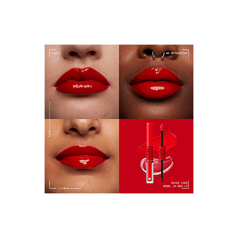 NYX Professional Makeup, Shine Loud, Labial Líquido Larga Duración, Rebel