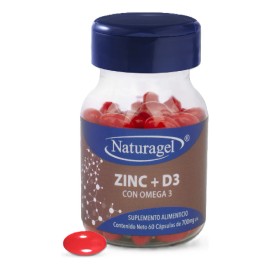 Naturagel Zinc Con Vitamina D3 Y Omega 3 | 60 Capsulas 700mg Sabor Sin Sabor