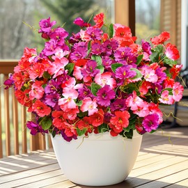 Yastouay Artificial Flowers for Outdoors, 12 Bundles Fake Outdoor Flowers UV Resistant, Realistic Artificial Plants for Decoration, Fake Flowers for Front Porch Patio Outdoor Spring Decor