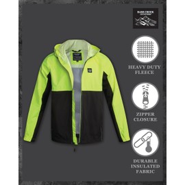Bass Creek Outfitters Men's Hi Vis Hoodie - Water Resistant Reflective High Visibility Safety Work Jackets (Sizes: M-XXL), Size XX-Large, Yellow