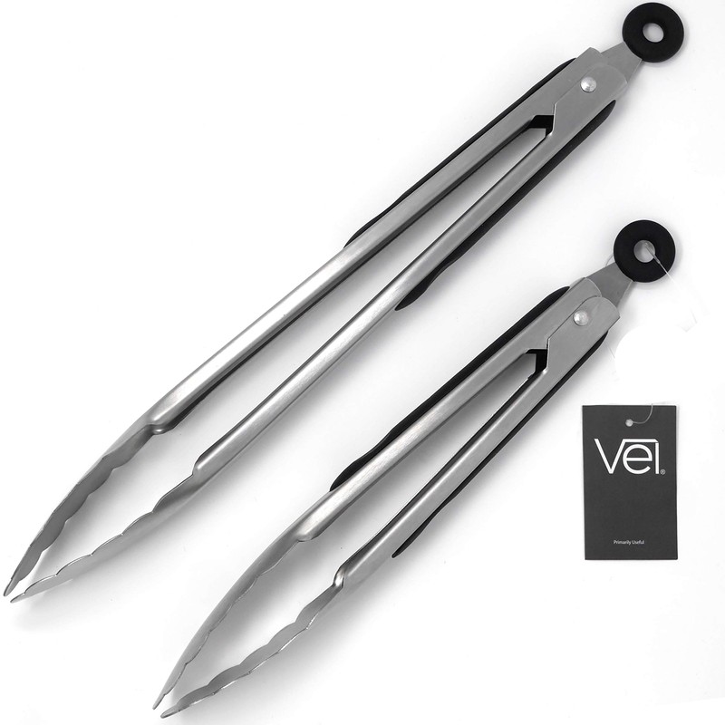 Vel. Premium Kitchen Tongs Set Non-Slip - Pack of 2